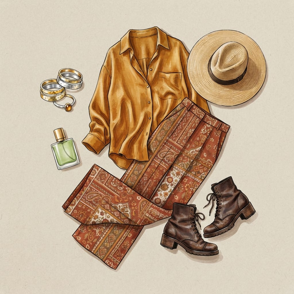 Rust, Silk, and Boots That Never Left 2 Rio moodboard