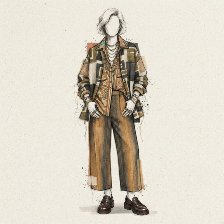 Rust Linen Wide-Leg Trousers & the Pattern-Clash Formula 12 rust linen wide-leg trousers - Rio's style portrait, Kalidos quiz